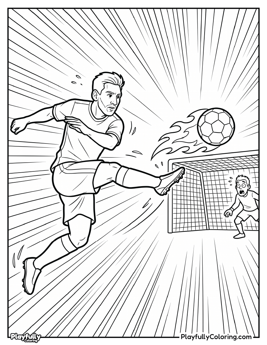 Lionel Messi Coloring Pages 22 messi powerful kick flaming ball coloring page