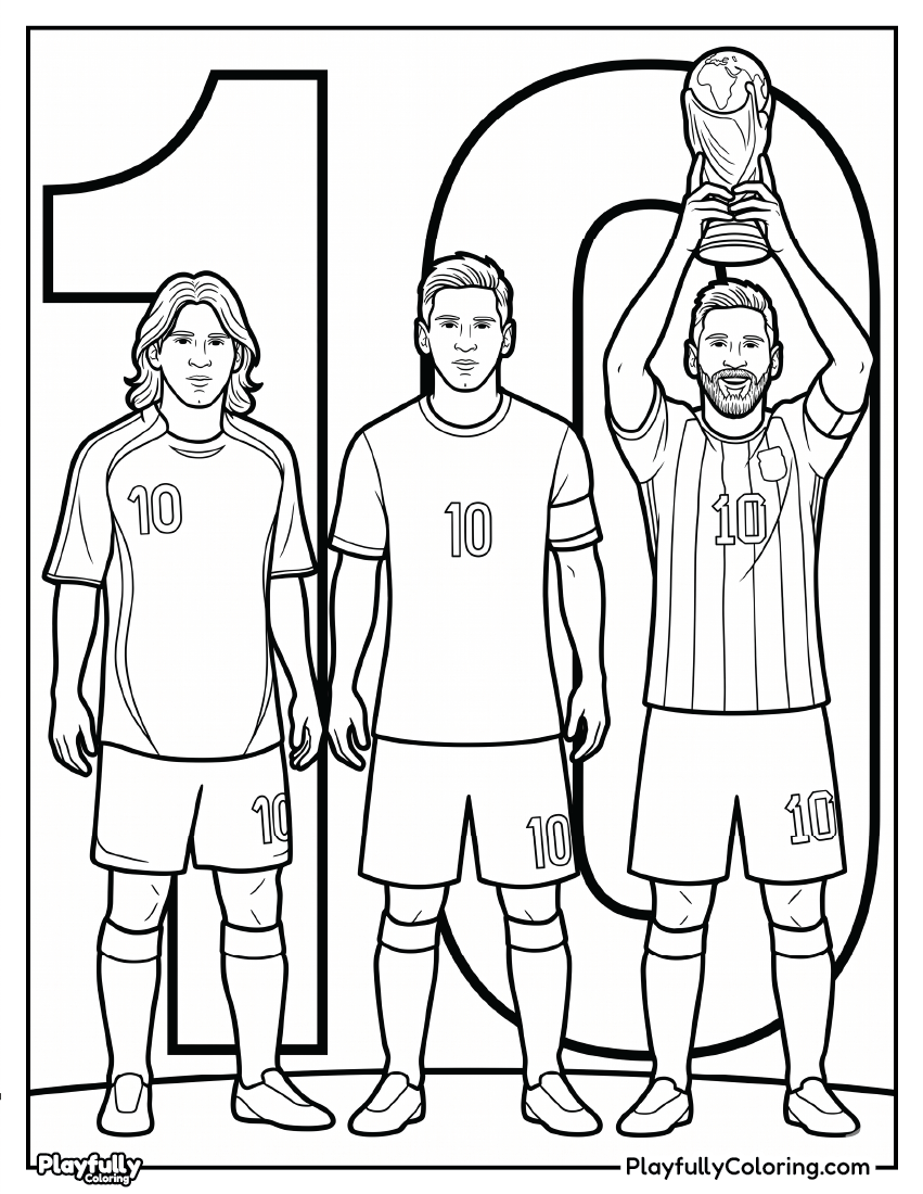 Lionel Messi Coloring Pages 3 lionel messi evolution number 10 coloring sheet