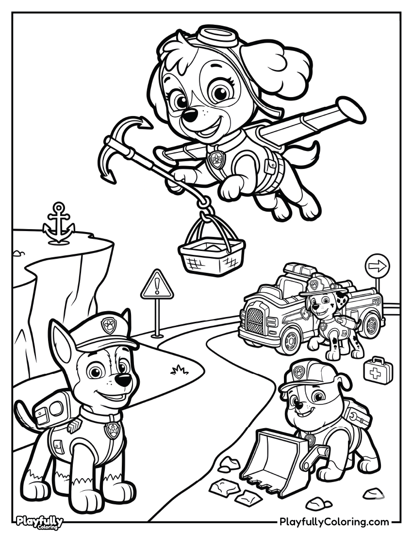 Paw Patrol Coloring Pages 6 skye helicopter flight coloring page