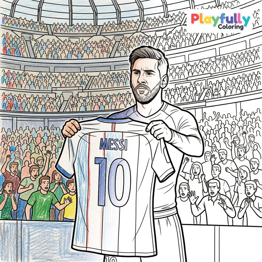 Lionel Messi Free Printable Coloring Page
