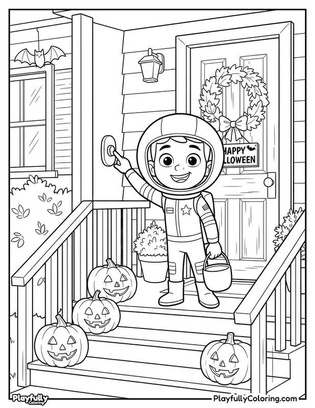Halloween Coloring Pages Free Printable halloween astronaut costume trick or treat coloring page