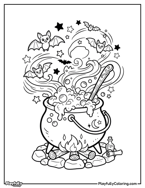 Halloween Coloring Pages Free Printable halloween bubbling witch cauldron coloring page