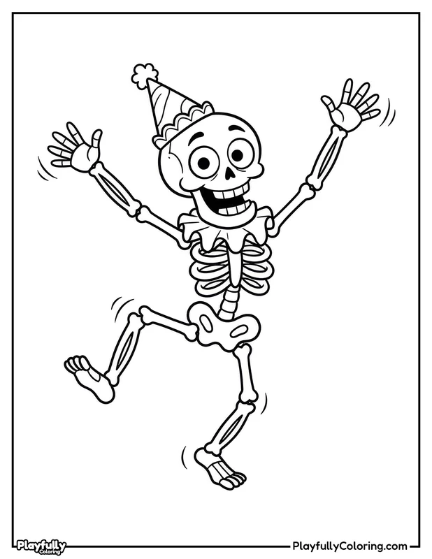 Halloween Coloring Pages Free Printable halloween dancing party skeleton coloring page