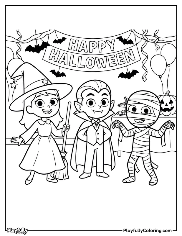 Halloween Coloring Pages Free Printable halloween kids happy halloween banner coloring page
