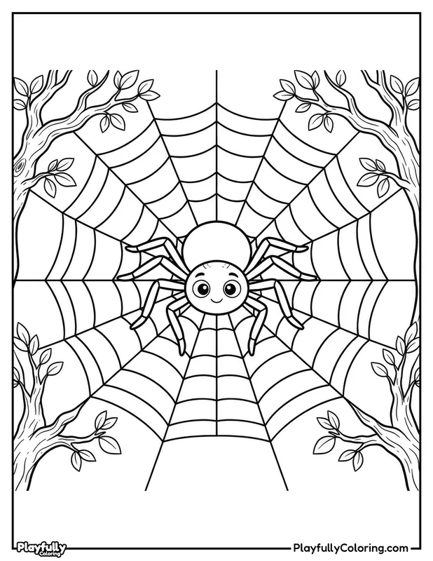 Halloween Coloring Pages Free Printable halloween spider on web close up coloring page