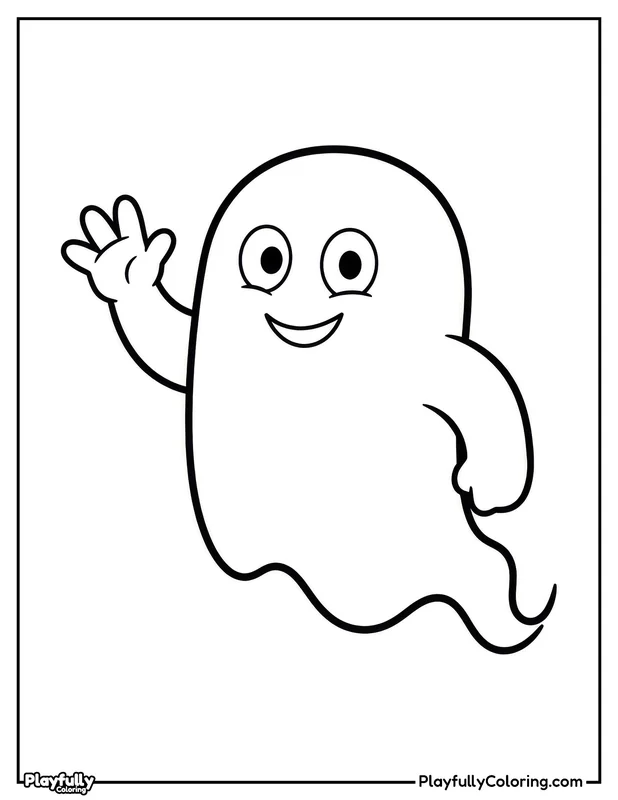 Halloween Coloring Pages Free Printable halloween waving friendly ghost coloring page