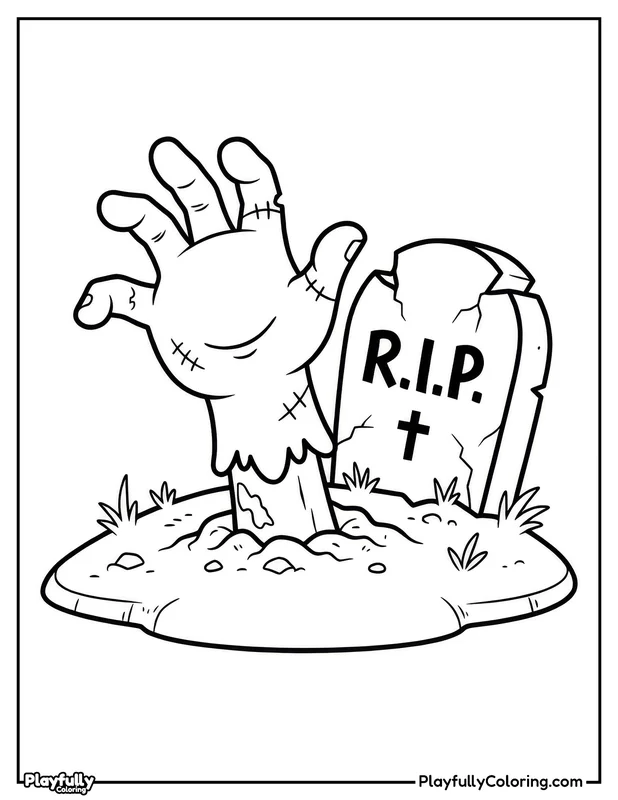 Halloween Coloring Pages Free Printable halloween zombie hand rising from grave coloring page
